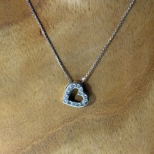 14k White Gold & Diamond Heart Necklace .20cttw